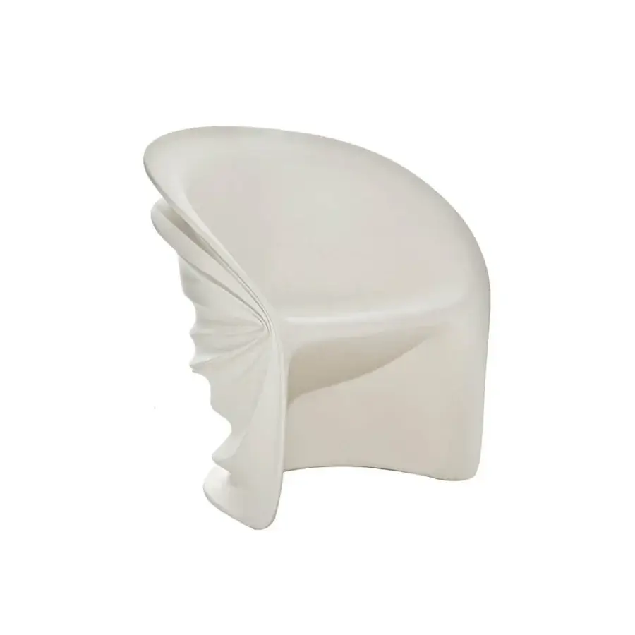 Elegant Driade Modesty Veiled lounge chair in white polyethylene with a smooth matte finish embodies contemporary artistry