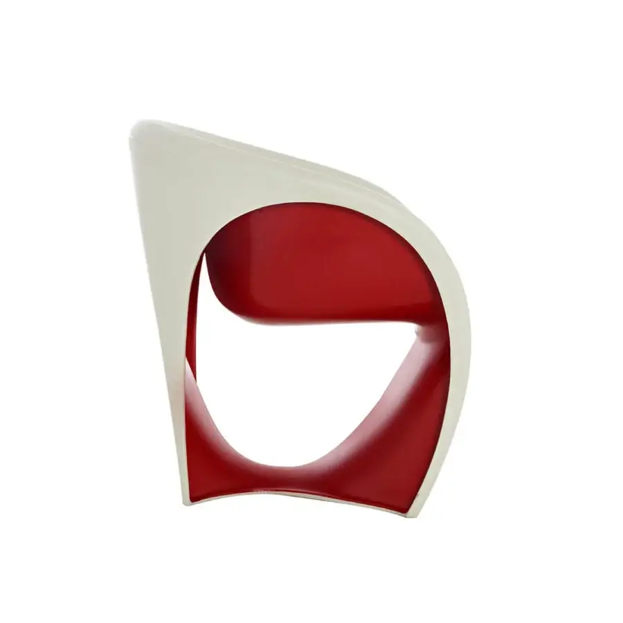 Superior Driade MT1 lounge chair molded in glossy sand white polyethylene with a vibrant red interior