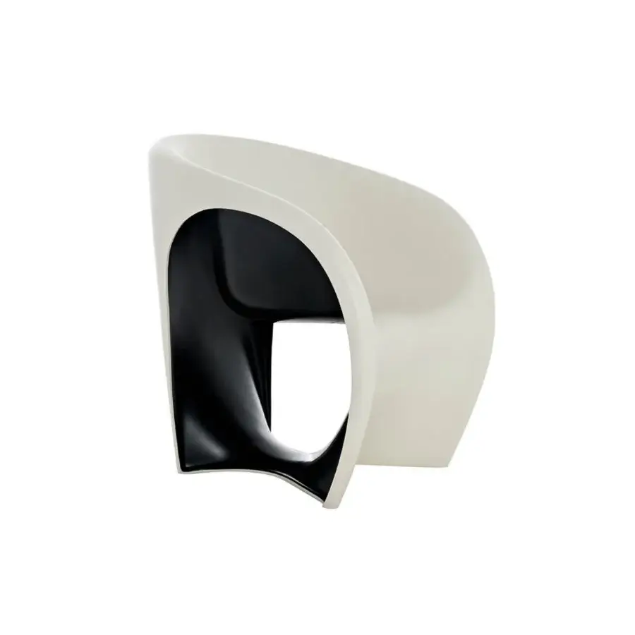 Exceptional Driade MT1 lounge chair sculpted in sand white polyethylene with a satin black interior finish