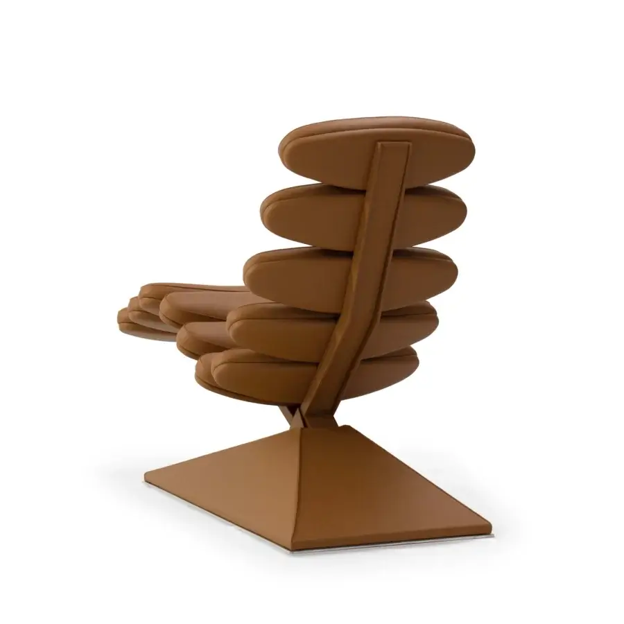 Distinguished Mascheroni Concorde lounge chair crafted in warm medium brown leather with a satin finish