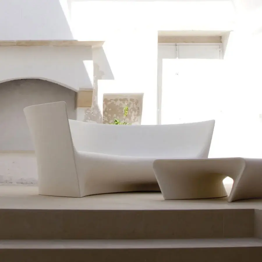 Distinguished Driade Grand Plié sofa with organically curved form and matte finish polyethylene monoblock construction