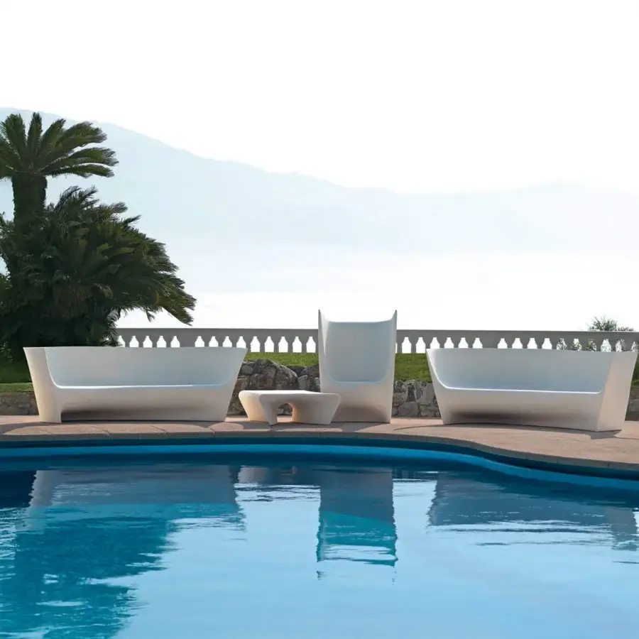 Distinguished Driade Grand Plié sofa crafted in white polyethylene monoblock with a matte finish and organically curved form
