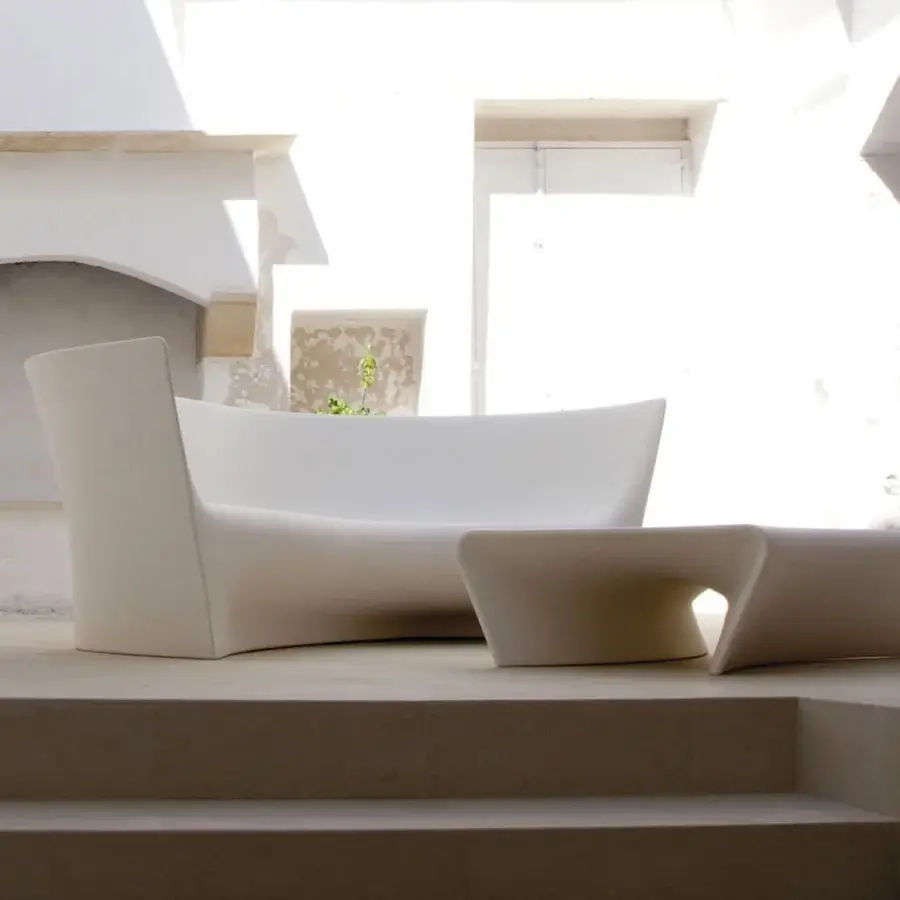 Captivating Driade Piaffè coffee table crafted in flowing white polyethylene monoblock with a matte finish