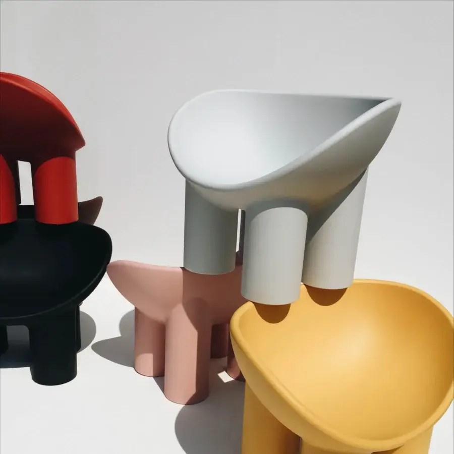 Distinguished Driade Roly Poly lounge chair with rounded form crafted in vibrant red polyethylene and matte finish
