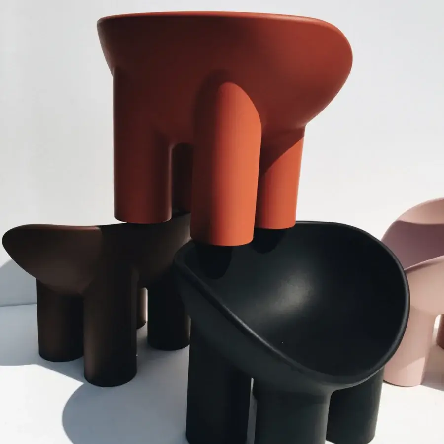 Captivating Driade Roly Poly lounge chair with enveloping seat crafted in terracotta polyethylene and matte finish