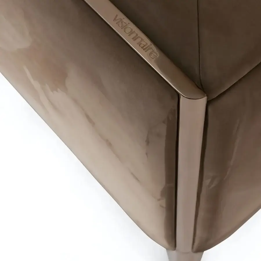 Distinguished Visionnaire Ca’ Foscari sofa with warm brown leather or fabric upholstery and polished steel base