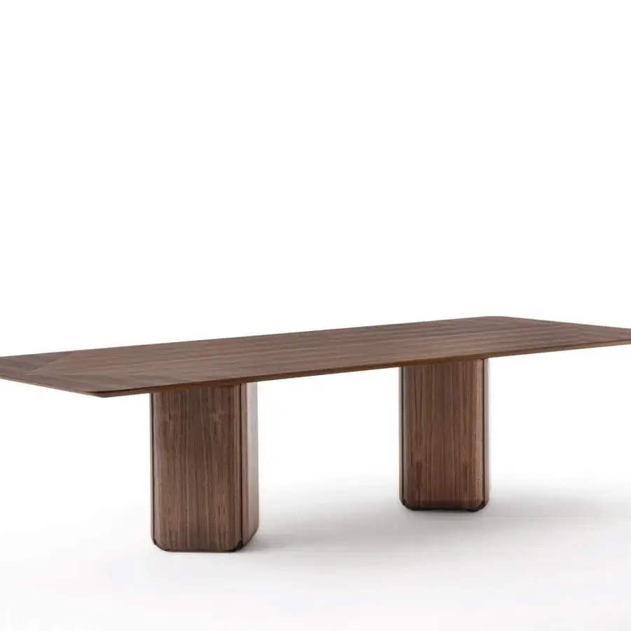 Superior Porada Bay rectangular table with a satin finish and medium-dark brown Canaletta walnut construction