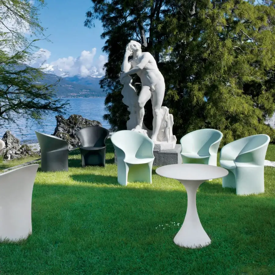 Captivating Driade Kissi Kissi Bistrot table crafted in pale green polyethylene with a smooth matte finish