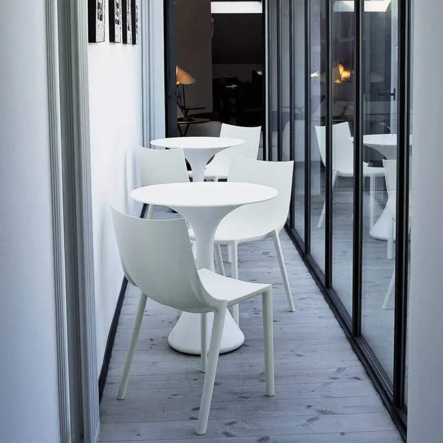 Superior Driade Kissi Kissi Bistrot table crafted in white polyethylene with a smooth matte finish