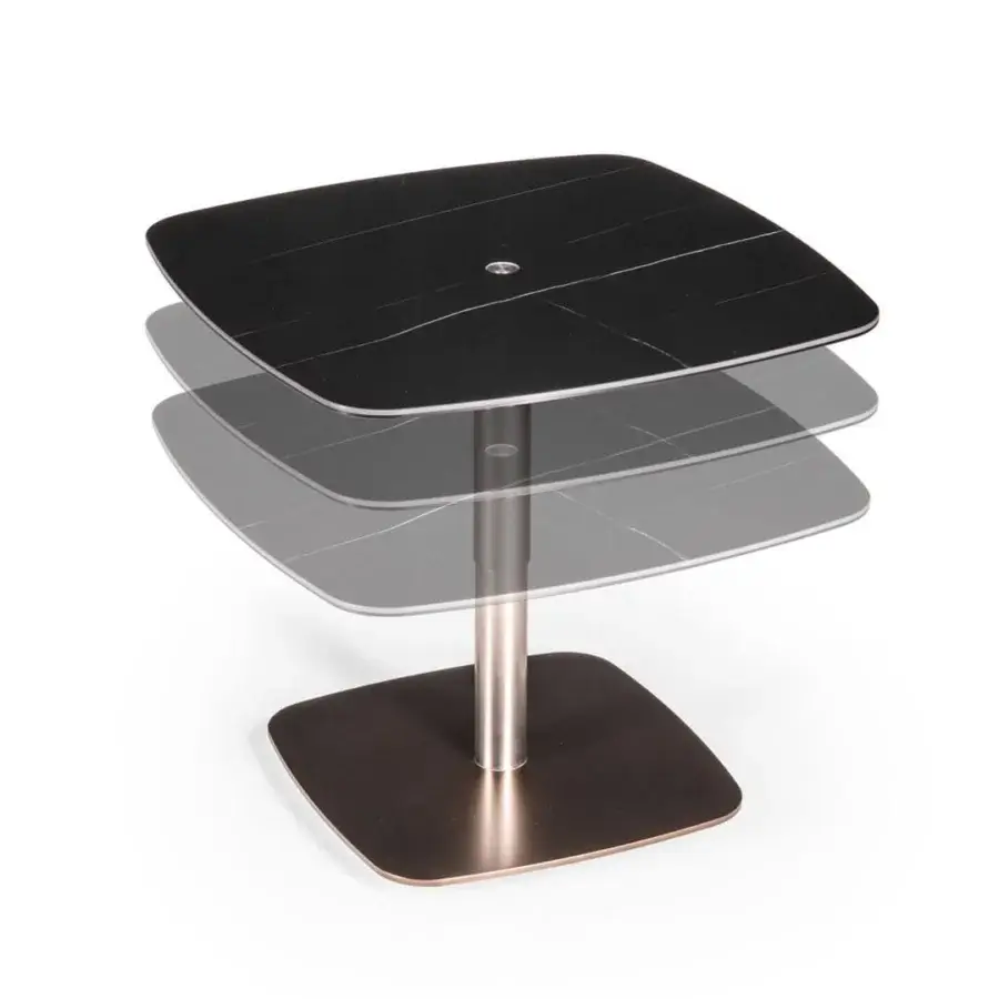 Distinguished Naos Liftix coffee table to dining table with a deep black ceramic top and satin sheen dark-toned wood composite base