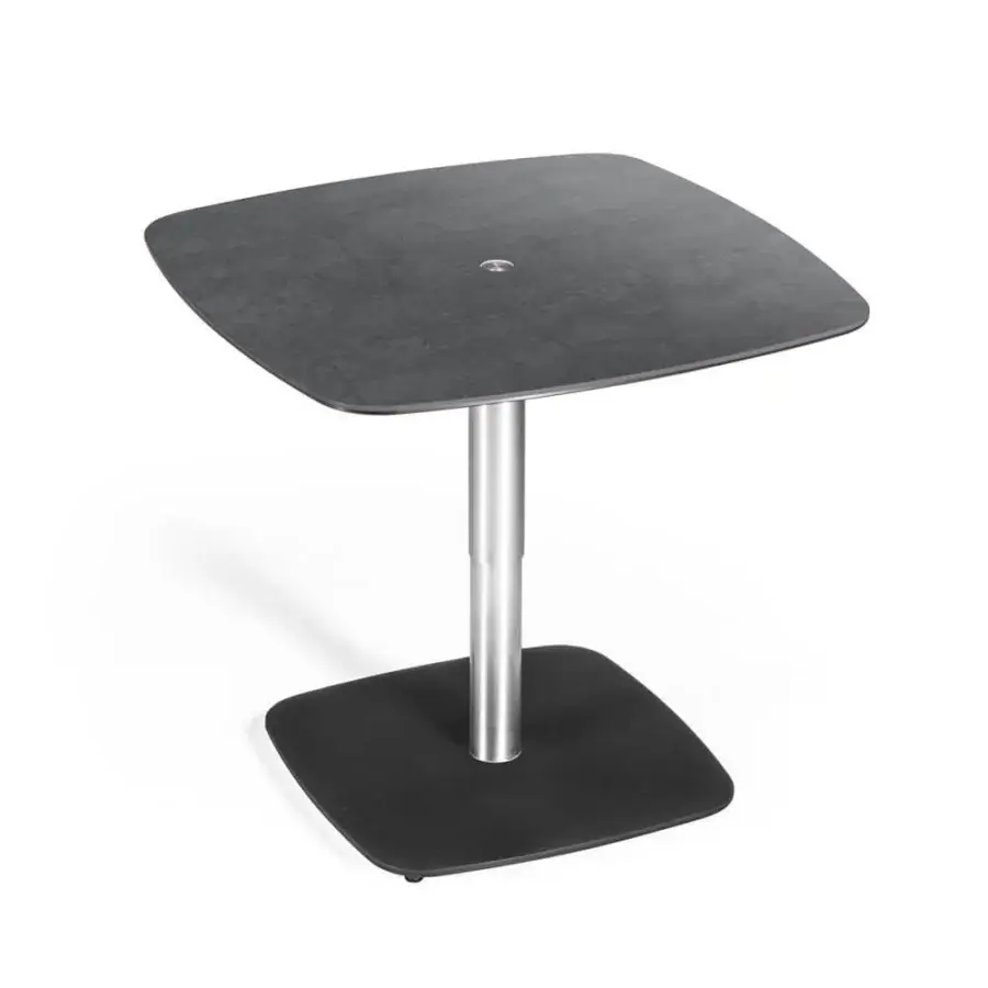 Exceptional Naos Liftix coffee table to dining table with dark gray ceramic top and satin nickel adjustable support