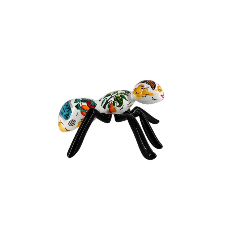 Exceptional Juliarte Ant sculpture crafted from stone powder and fiberglass with glossy white finish and vibrant contemporary design