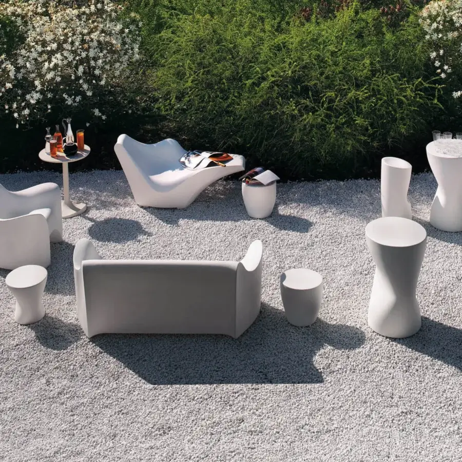 Elegant Driade Tokyo-Pop bar table crafted in neutral gray polyethylene with a smooth matte finish