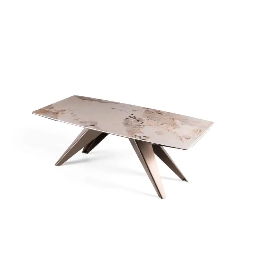 Distinguished Naos Ant table crafted in beige and gold ceramic with a painted bronze metal base