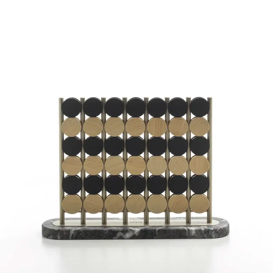 Distinguished Porada Chiaroscuro board game crafted in Italy with natural and stained ash, anodized aluminum, and a marble base