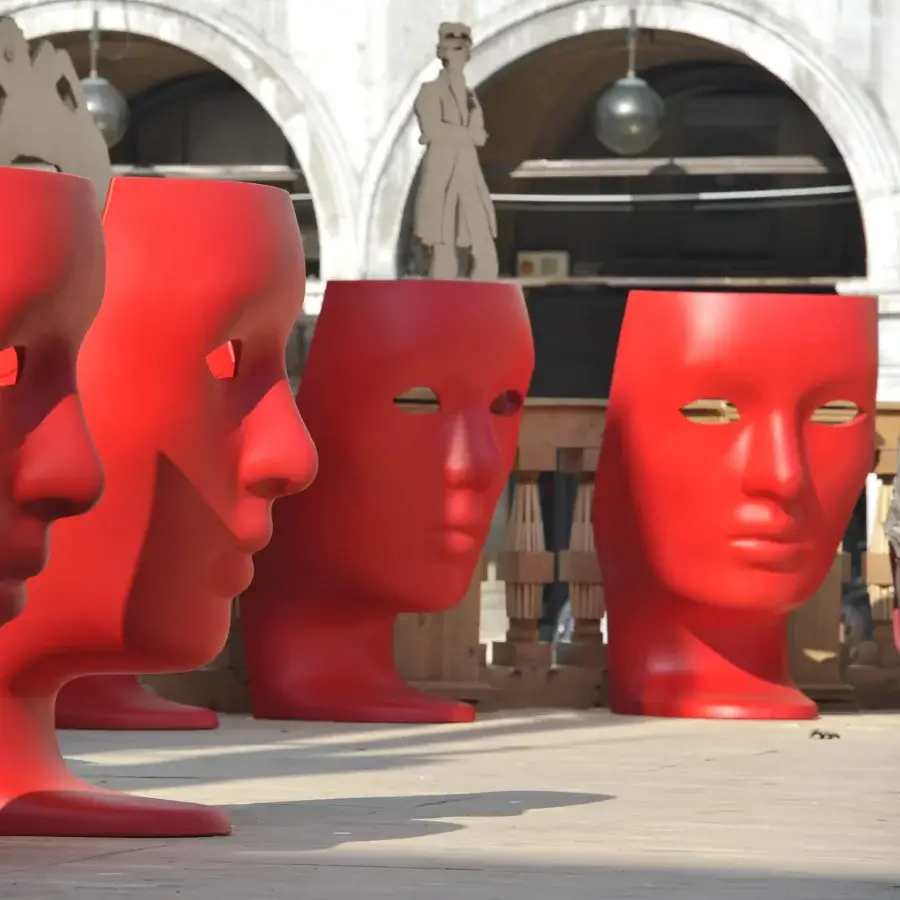 Superior Driade Nemo Lounge chair sculpted from glossy red polyethylene presents a serene classical visage for indoor outdoor settings