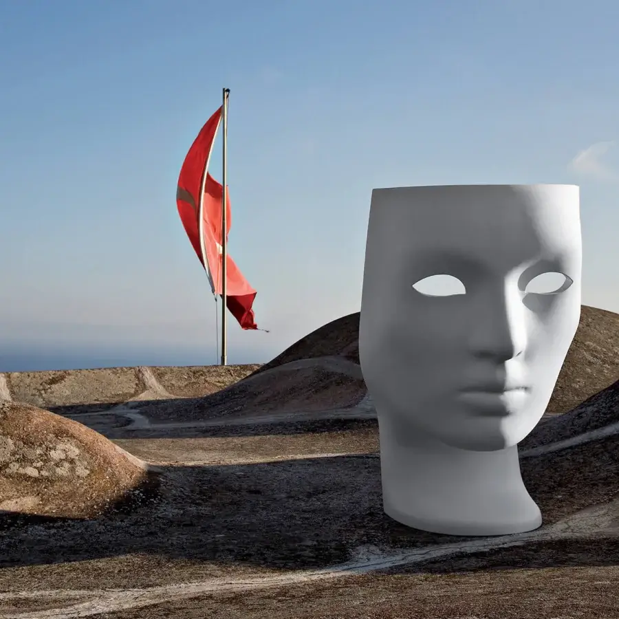 Distinguished Driade Nemo Lounge chair sculpted from pale grey polyethylene with a matte finish