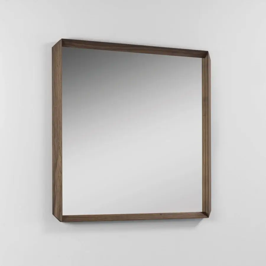 Distinguished Porada Fortyfive mirror crafted in solid canaletta walnut with a smooth satin finish