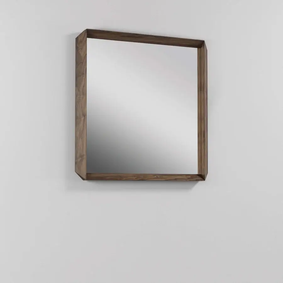 Exceptional Porada Fortyfive mirror crafted in solid canaletta walnut with a matte finish and geometric form