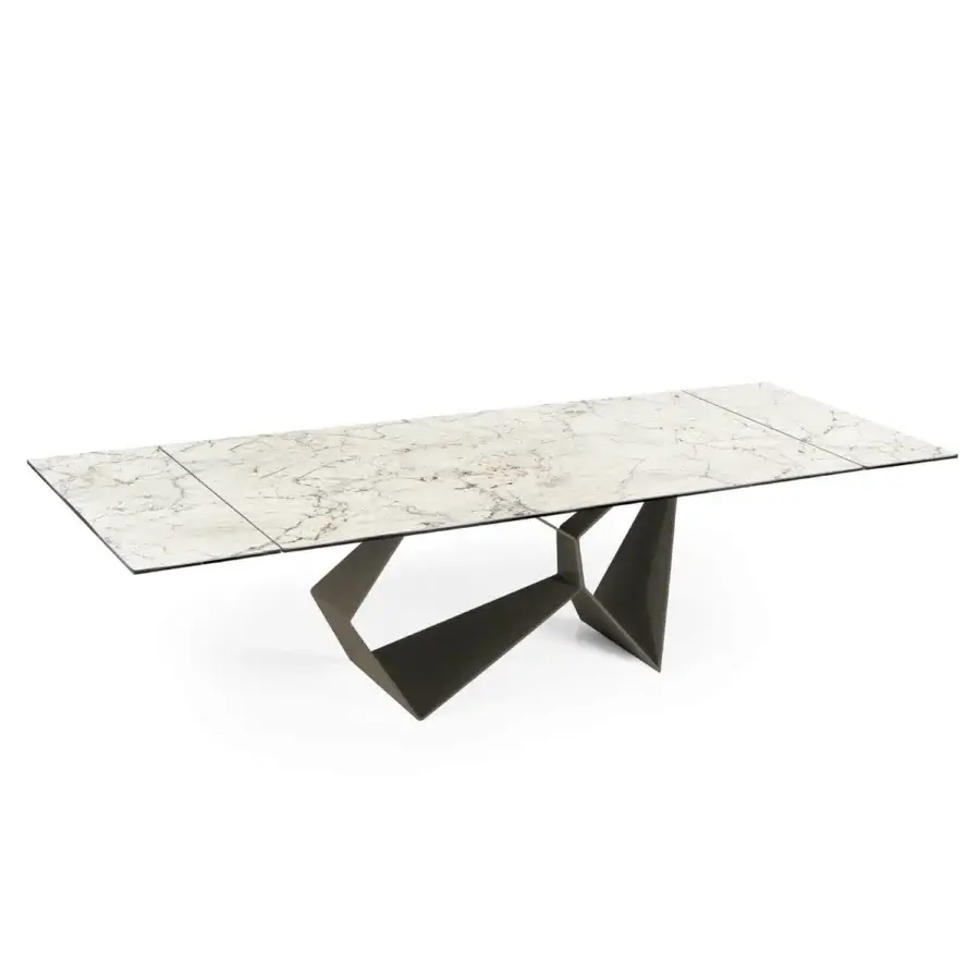 Superior Naos Gravity table with marbled ceramic tabletop and dark grey painted metal base