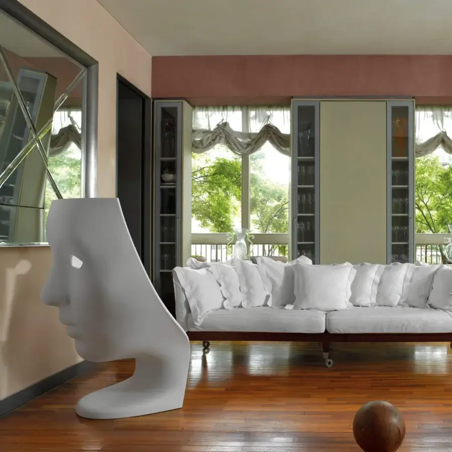 Exceptional Driade Nemo Lounge chair sculpted in refined light gray polyethylene with a matte finish