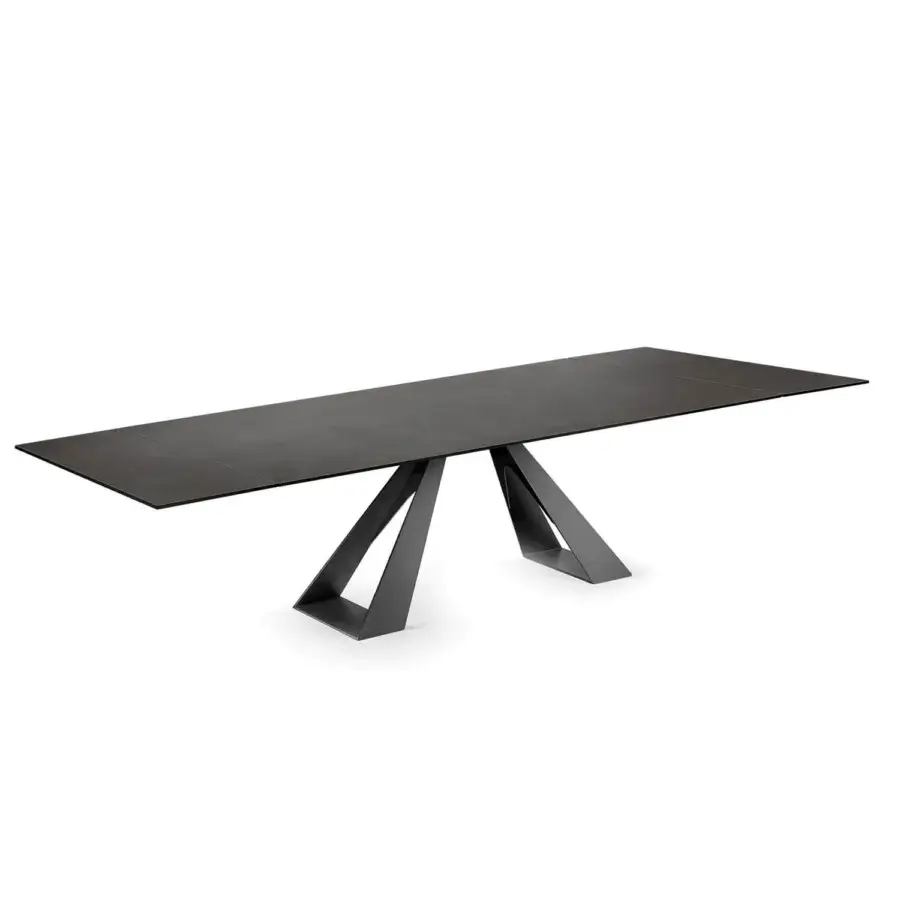 Distinguished Naos Diapason table crafted with dark gray ceramic and painted metal exhibiting a matte finish