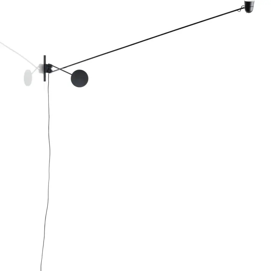 Distinguished Luceplan Counterbalance wall lamp crafted in matte black painted steel with a sleek aluminum head