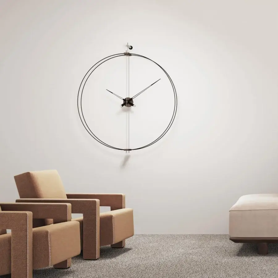 Superior Nomon Barcelona wall clock crafted with black fiberglass and warm walnut elements in a matte finish