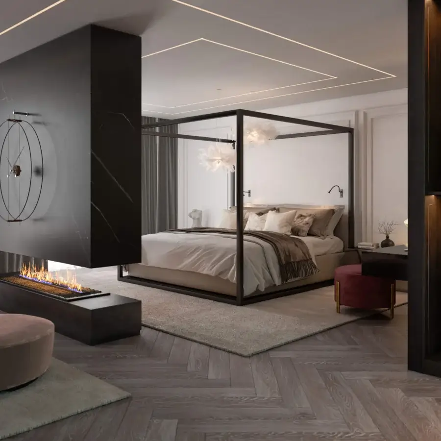 Exceptional Nomon Barcelona wall clock with a double ring in black fiberglass framing walnut and metallic accents with a matte finish