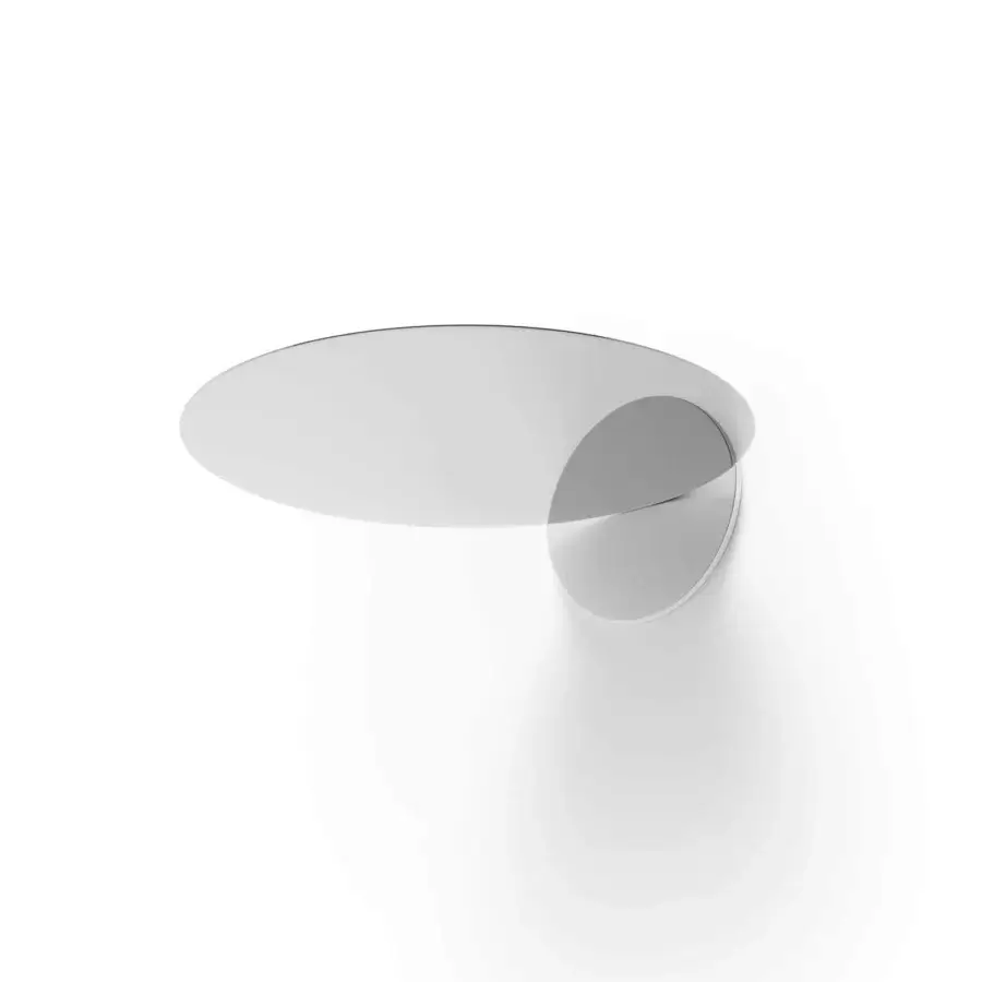 Elegant Luceplan Millimetro wall lamp in silver-grey with polished mirror-finish metal and concealed LED source