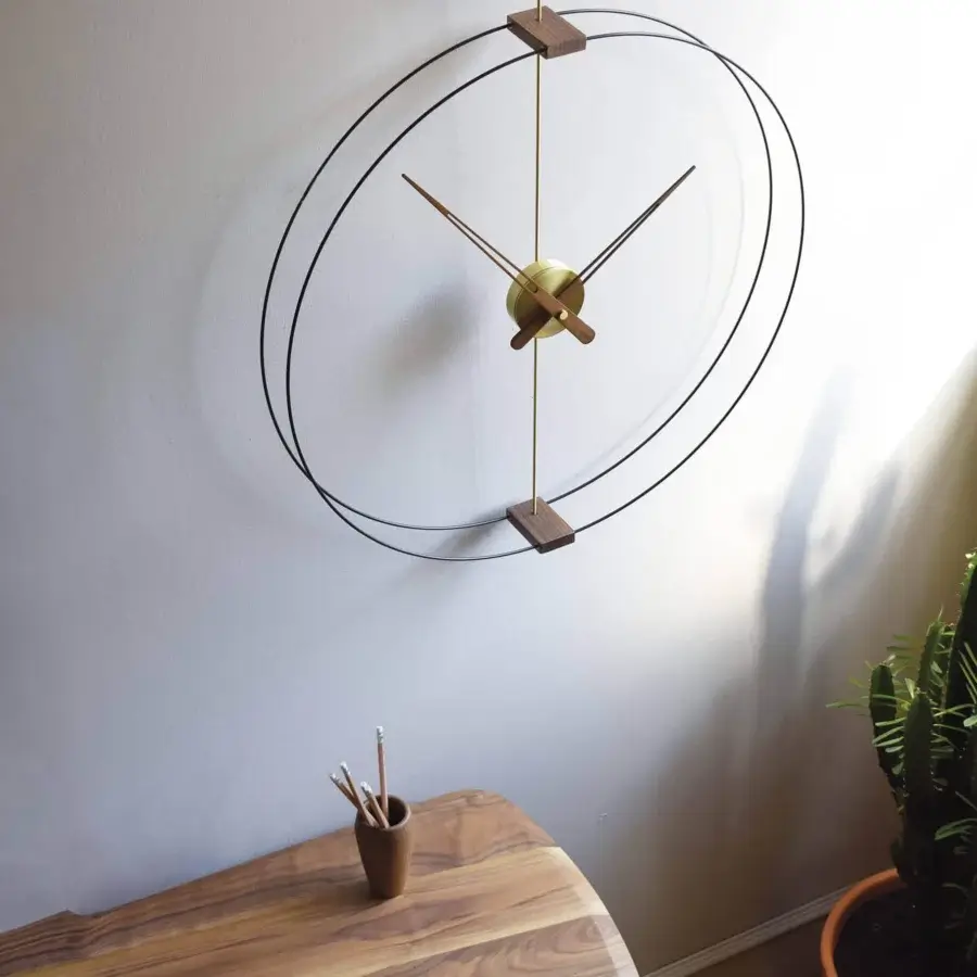 Superior Nomon Mini Barcelona wall clock with black fiberglass, warm walnut components and refined matte finish