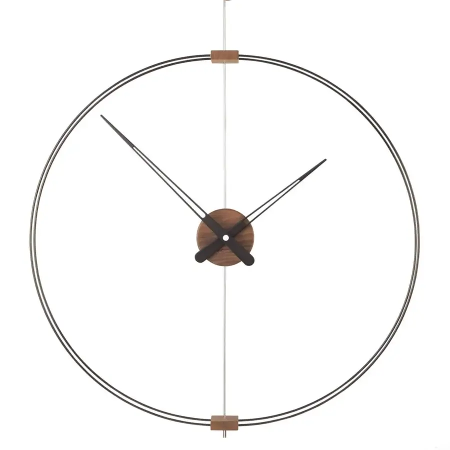 Superior Nomon Mini Barcelona wall clock crafted with black fiberglass and warm walnut components with a brushed finish