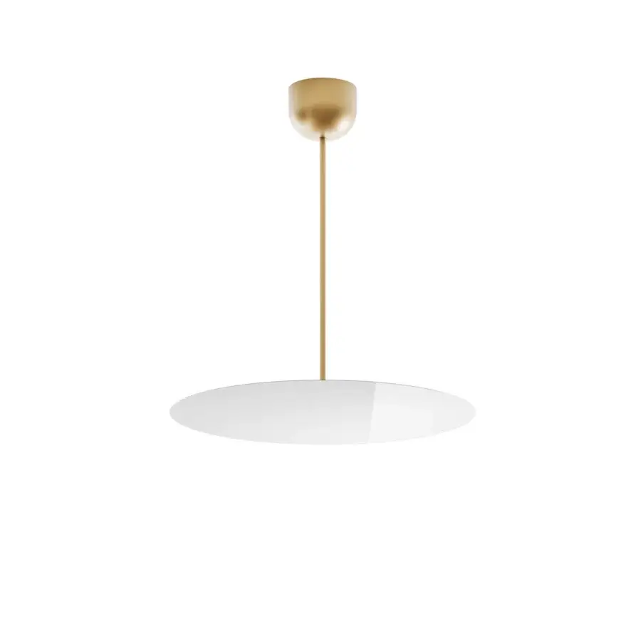 Captivating Luceplan Millimetro suspension lamp in metal with a mirror finish and warm white diffuser