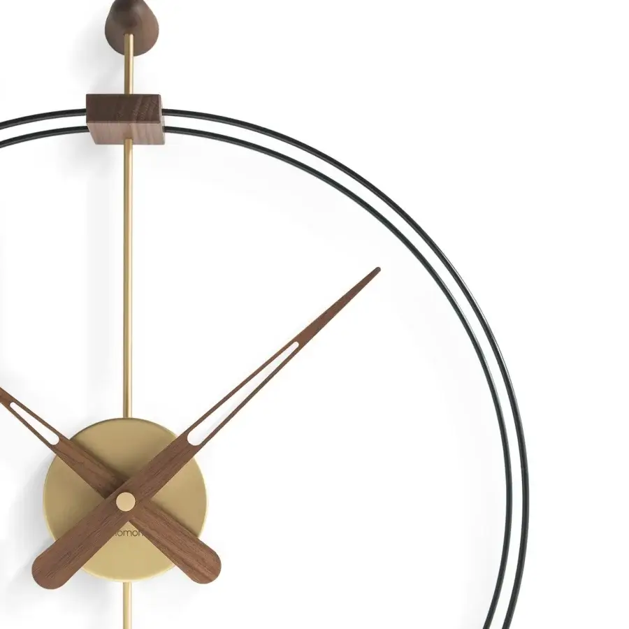 Superior Nomon Micro Barcelona wall clock with black fiberglass, walnut elements and fine metal details