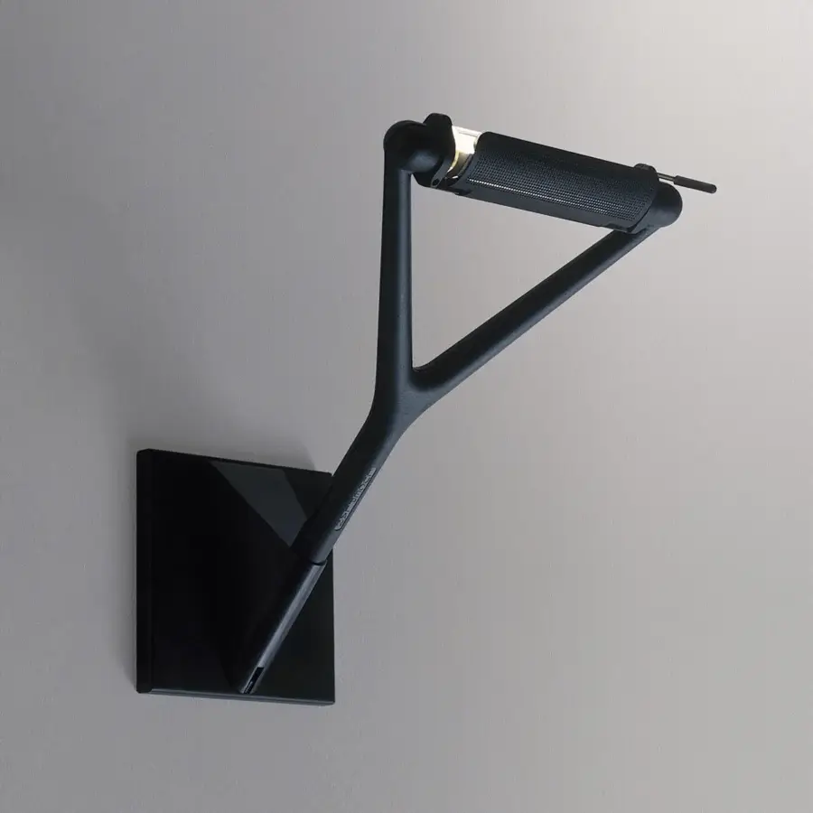 Superior Luceplan Lola wall lamp with sleek geometric form and matte black ultralight steel construction