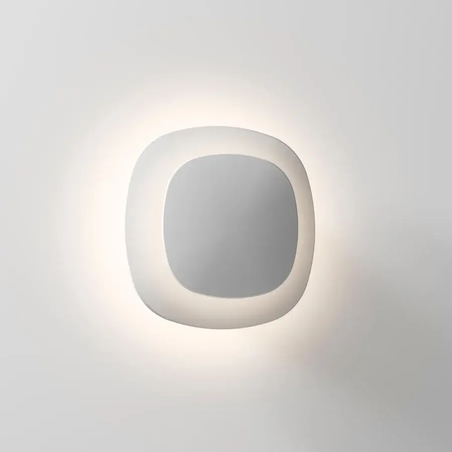 Distinguished Luceplan Luthien wall lamp crafted in technopolymer with a refined white aluminum finish delivers atmospheric indirect light