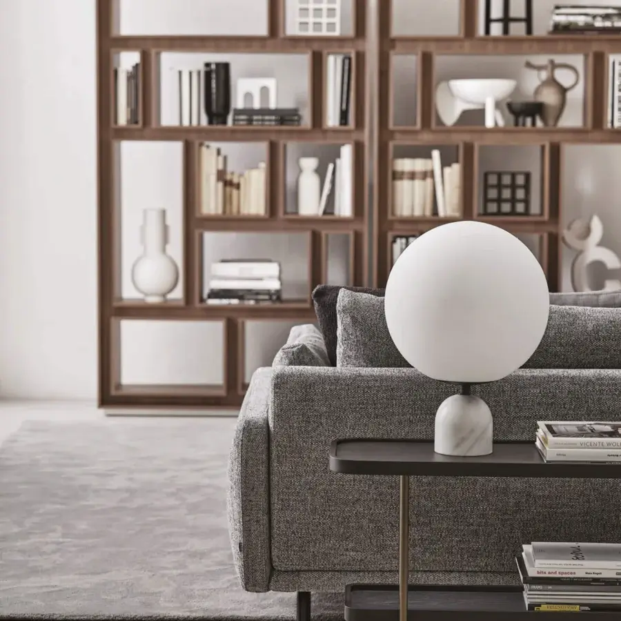 Superior Porada Ekero lamp with white opaline glass diffuser and pewter grey metal structure