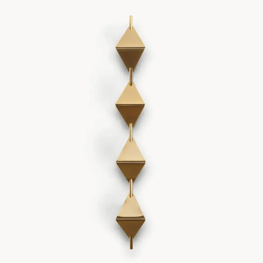 Captivating Visionnaire Sputnik wall lamp built in tubular steel with cold-formed rhomboid shades and polished gold tone finish