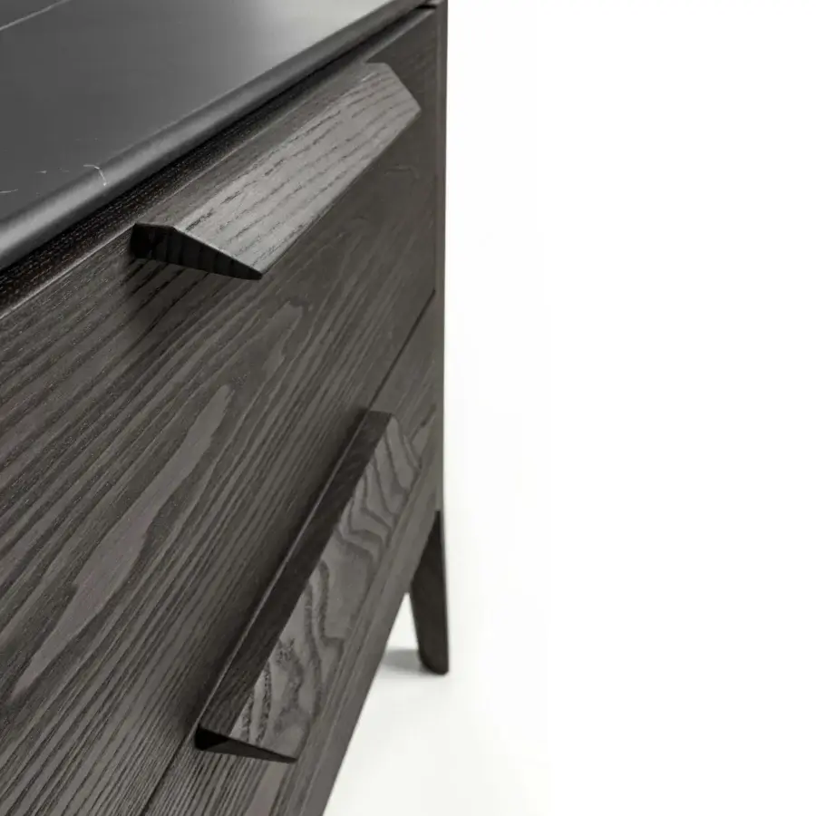 Distinctive Porada Ziggy Night XL nightstand crafted in dark gray solid canaletta walnut with a matte finish