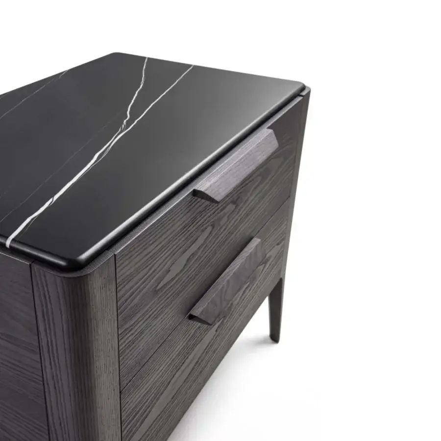 Superior Porada Ziggy Night XL nightstand in canaletta walnut with a matte finish and sleek marble-look tabletop