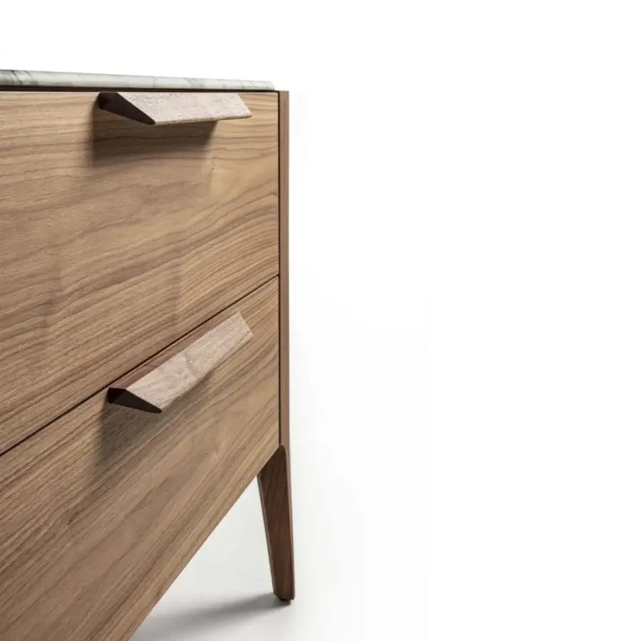 Elegant Porada Ziggy Night XL nightstand in medium brown canaletta walnut with a satin finish