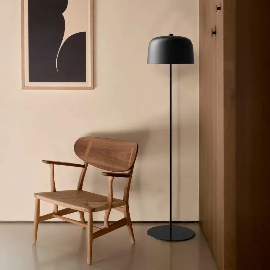 Superior Luceplan Zile floor lamp crafted in refined steel and durable bio-plastic offering a sleek silhouette with warm illumination