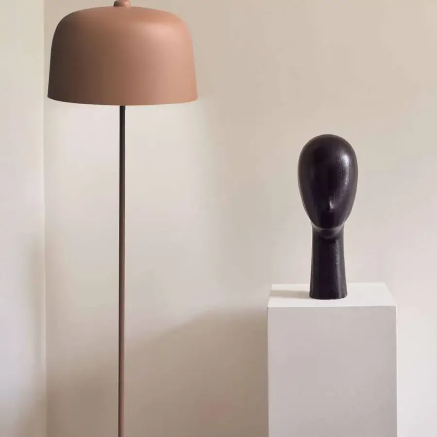 Captivating Luceplan Zile floor lamp built in steel and bio-plastic with a muted terracotta finish