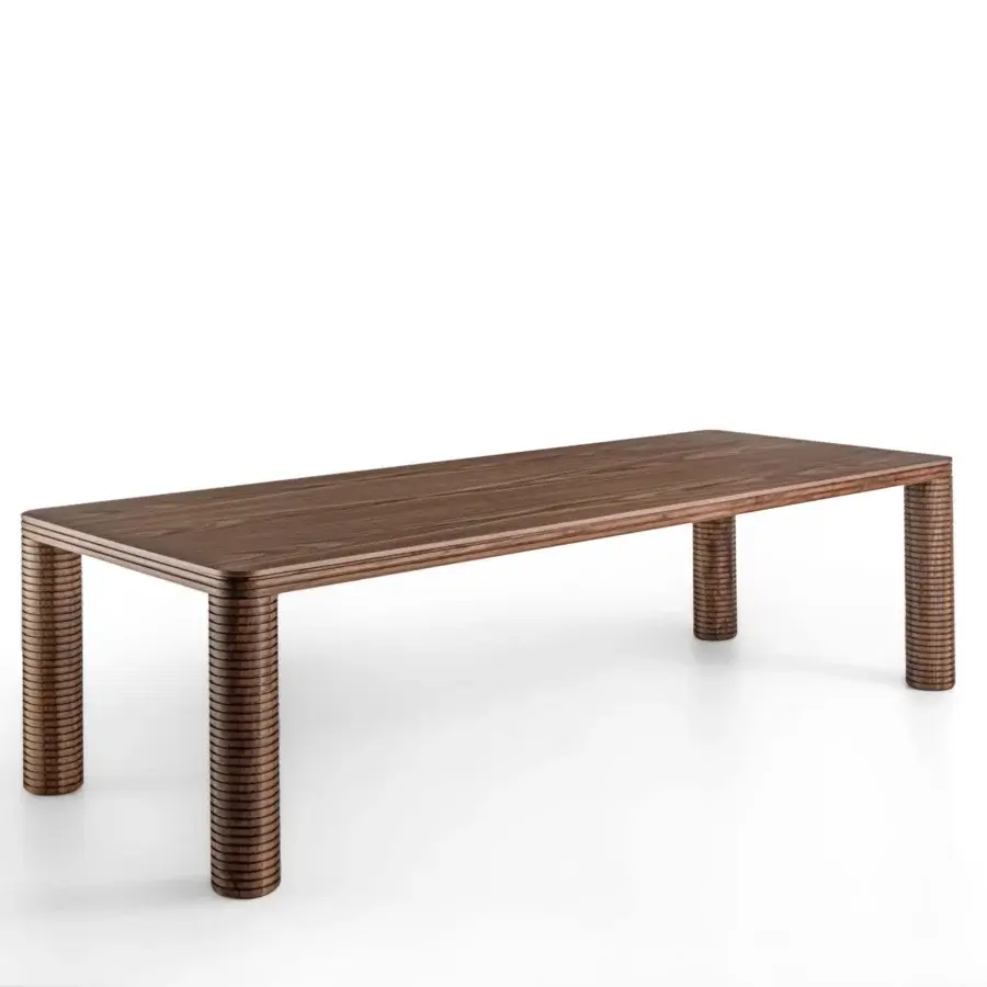 Superior Porada Sansiro table with a canaletto walnut frame and warm medium-dark aesthetic built with a satin sheen finish