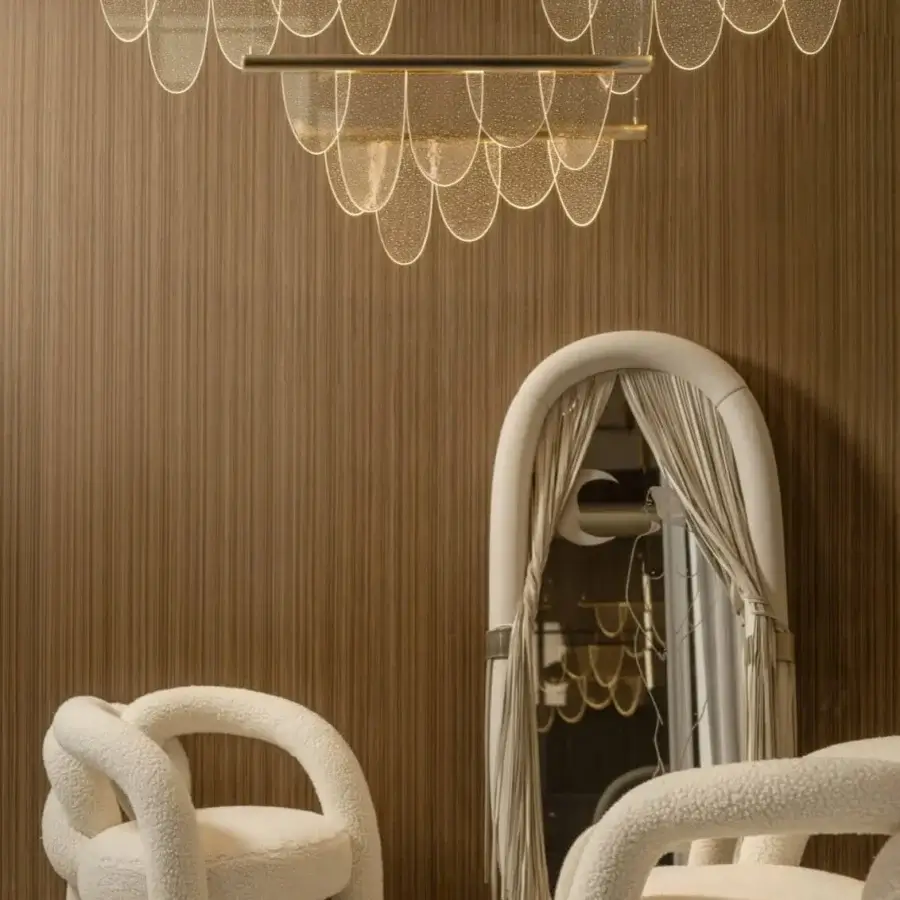 Distinguished Visionnaire Parade suspension lamp with sleek steel support and handcrafted 6mm kiln-cast glass fusion diffusers