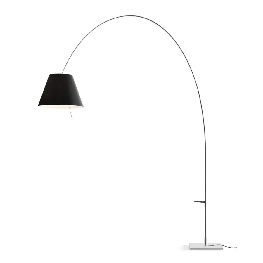 Superior Luceplan Lady Costanza floor lamp crafted with ultra-light aluminum and a silkscreened polycarbonate lampshade in satin finish