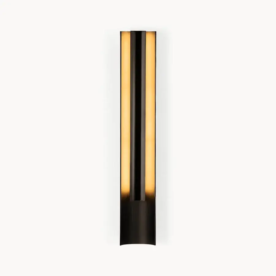 Elegant Visionnaire Polaris wall lamp with curved aluminum body and smooth striated satin dark bronze finish