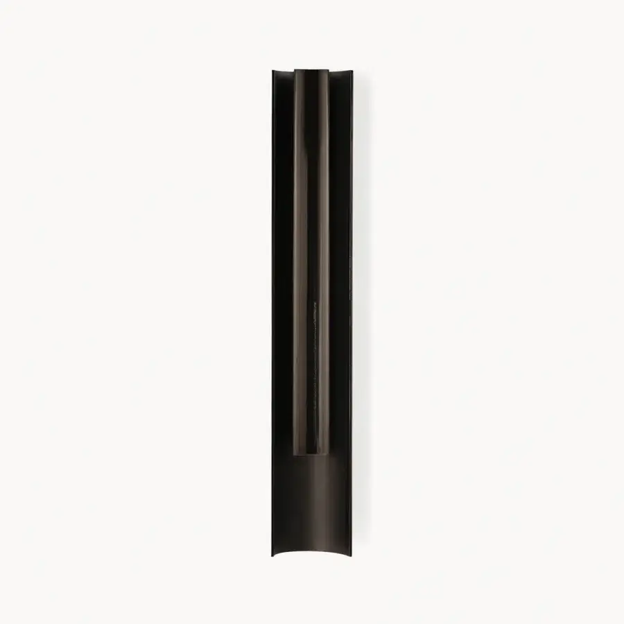 Captivating Visionnaire Polaris wall lamp with curved aluminum body and striated satin dark gray metallic finish