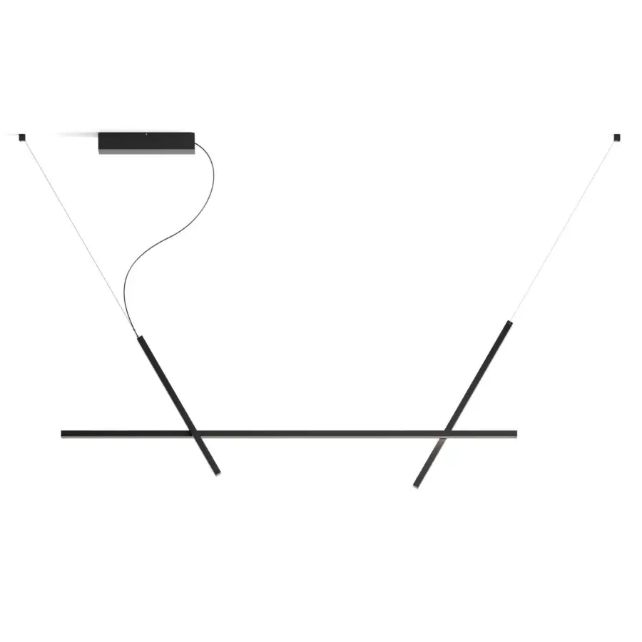 Sophisticated Luceplan Across suspension lamp with a contemporary linear design in black aluminum and polycarbonate diffuser