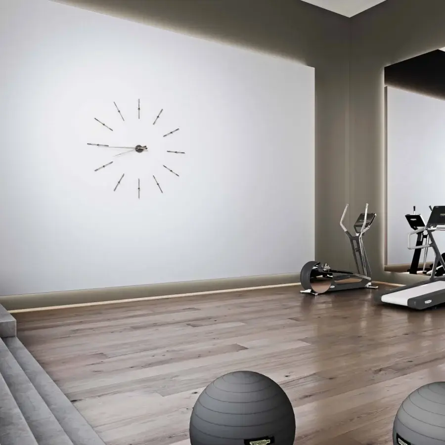 Exceptional Nomon Merlín wall clock with twelve unique time markers crafted in wood and metal with a matte finish